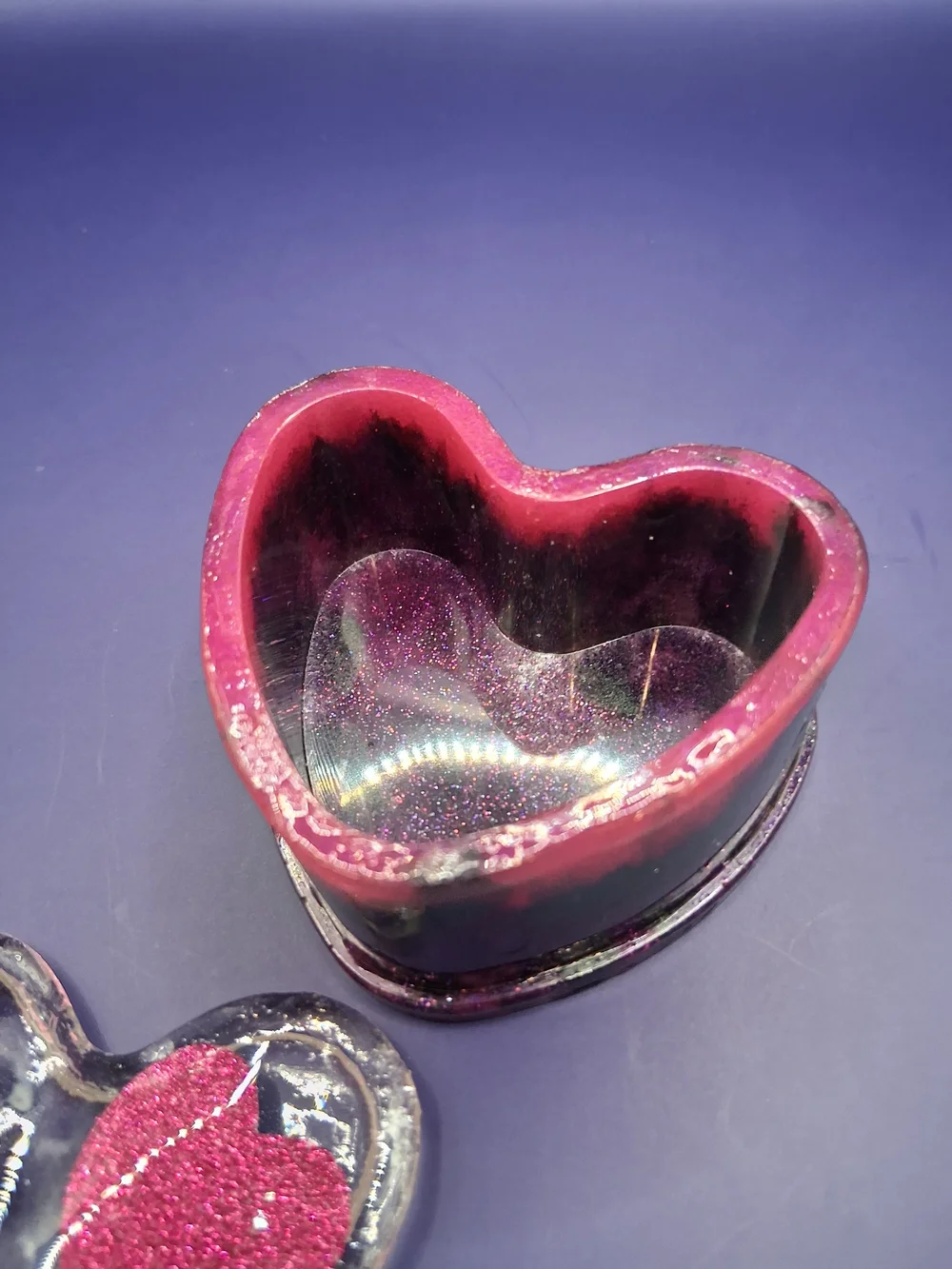 Heart-Shaped Pink Glitter Trinket Box
